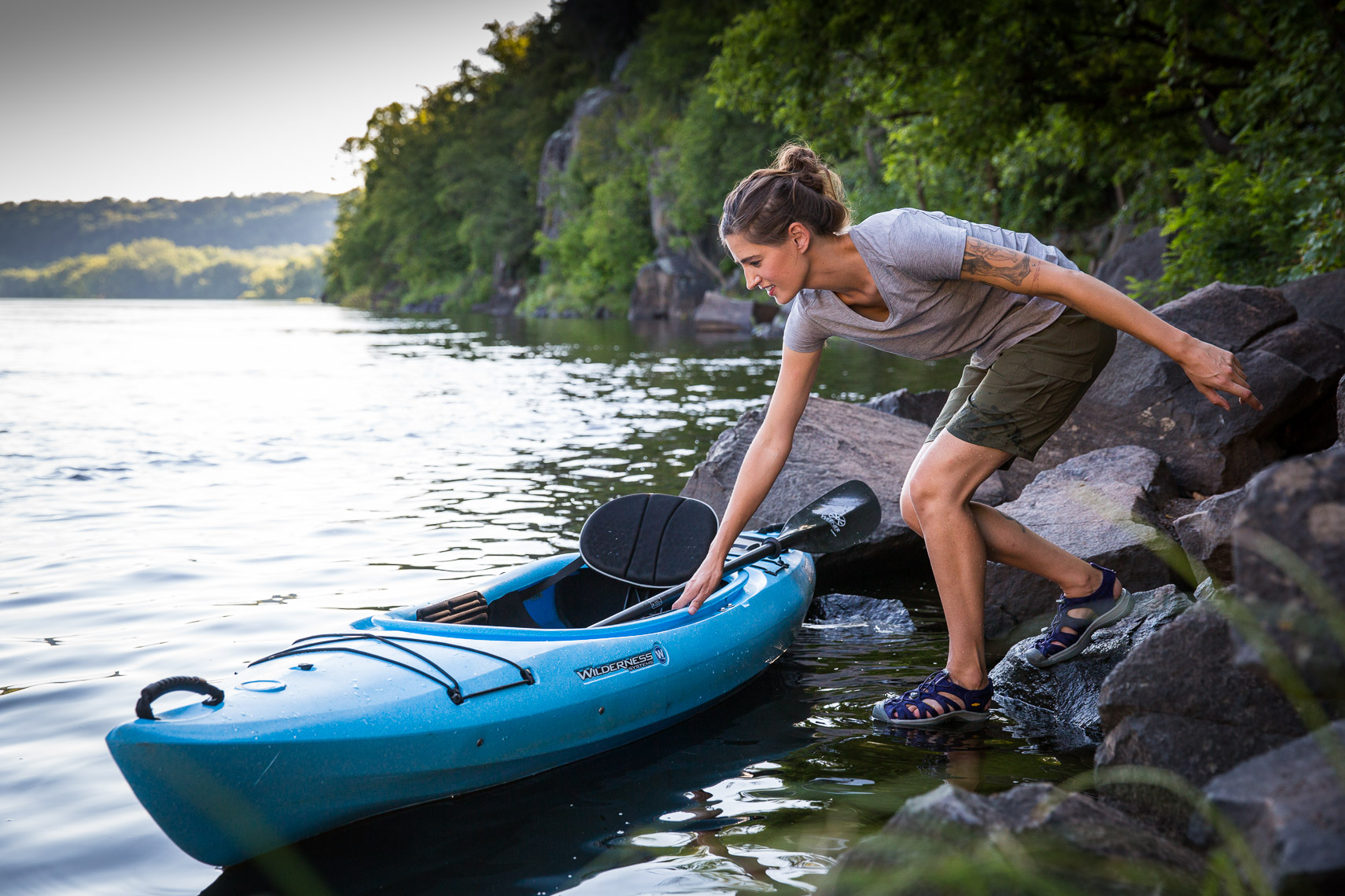Woman Launching a Kayak, Minneapolis Minnesota