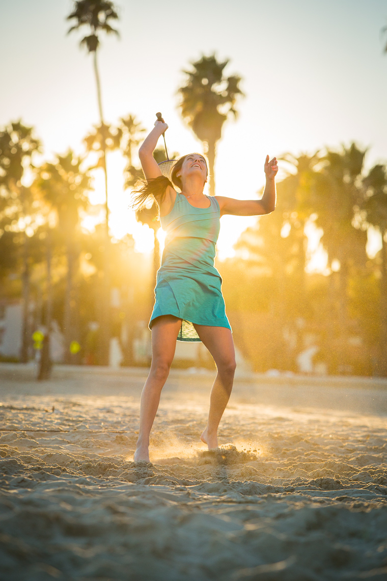 Badminton at Sunset on Southern California Beach